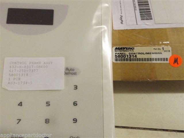 Maytag Microwave 58001314 Panel, Control/membrane (bsq) NEW IN BOX Maytag Microwave 58001314 Panel, Control/membrane (bsq) NEW IN BOX